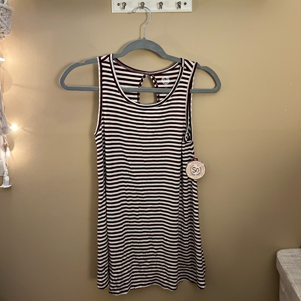 Dark Red striped high neck tank top size S